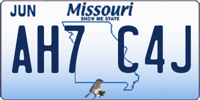 MO license plate AH7C4J