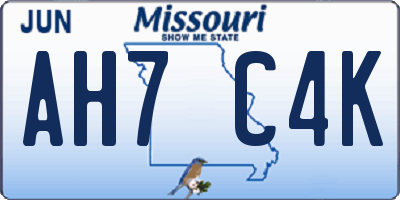 MO license plate AH7C4K