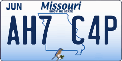 MO license plate AH7C4P