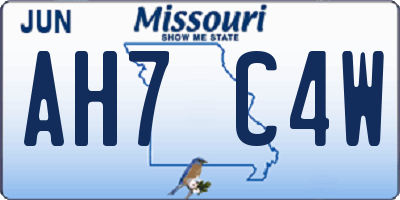 MO license plate AH7C4W