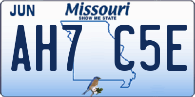 MO license plate AH7C5E