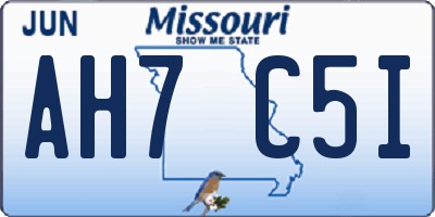 MO license plate AH7C5I