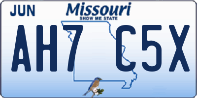 MO license plate AH7C5X
