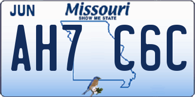 MO license plate AH7C6C