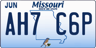MO license plate AH7C6P