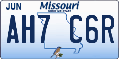 MO license plate AH7C6R
