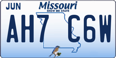 MO license plate AH7C6W