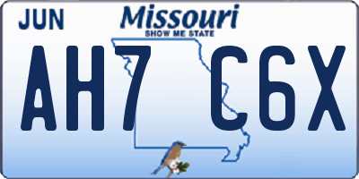 MO license plate AH7C6X