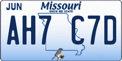 MO license plate AH7C7D