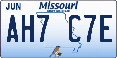 MO license plate AH7C7E