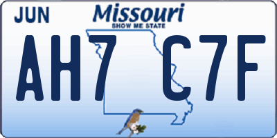 MO license plate AH7C7F
