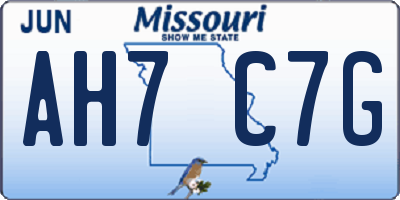 MO license plate AH7C7G