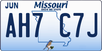 MO license plate AH7C7J