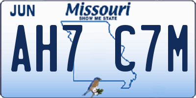 MO license plate AH7C7M