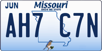 MO license plate AH7C7N