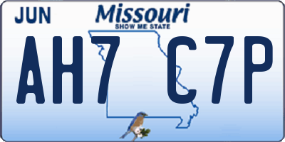 MO license plate AH7C7P