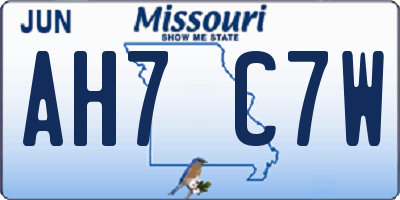 MO license plate AH7C7W
