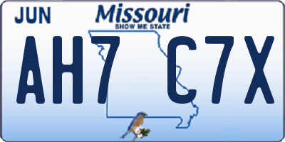MO license plate AH7C7X