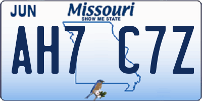 MO license plate AH7C7Z