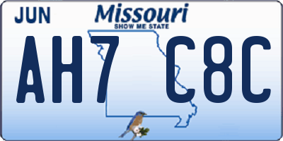 MO license plate AH7C8C