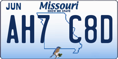 MO license plate AH7C8D