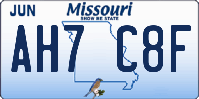 MO license plate AH7C8F