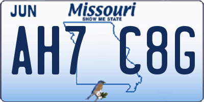MO license plate AH7C8G