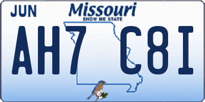 MO license plate AH7C8I