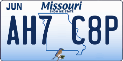 MO license plate AH7C8P
