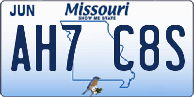 MO license plate AH7C8S