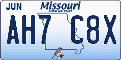 MO license plate AH7C8X