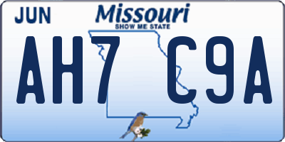 MO license plate AH7C9A