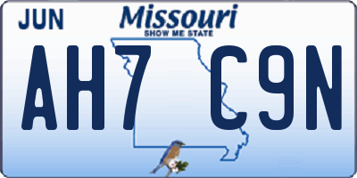 MO license plate AH7C9N