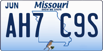 MO license plate AH7C9S