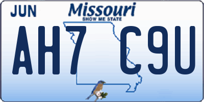 MO license plate AH7C9U