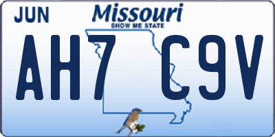 MO license plate AH7C9V
