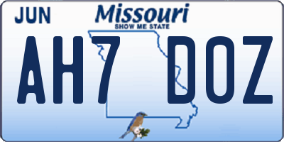MO license plate AH7D0Z
