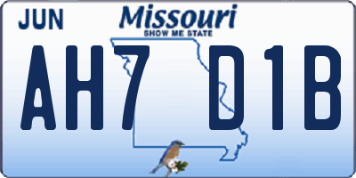 MO license plate AH7D1B