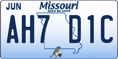 MO license plate AH7D1C