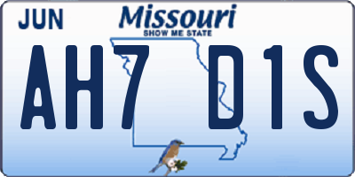 MO license plate AH7D1S