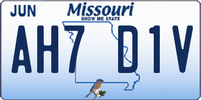 MO license plate AH7D1V
