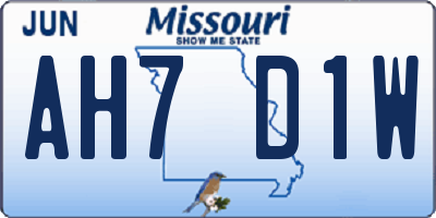 MO license plate AH7D1W