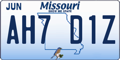 MO license plate AH7D1Z
