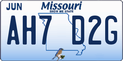 MO license plate AH7D2G