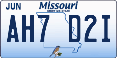 MO license plate AH7D2I