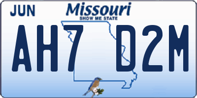 MO license plate AH7D2M