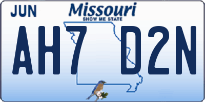 MO license plate AH7D2N