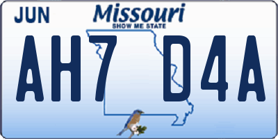 MO license plate AH7D4A