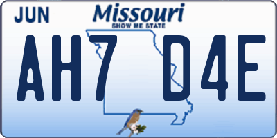 MO license plate AH7D4E