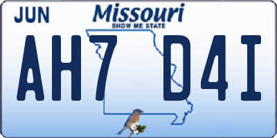 MO license plate AH7D4I